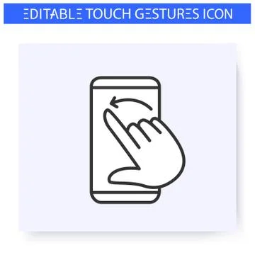 Flick finger hand gesture line icon. 스톡 일러스트