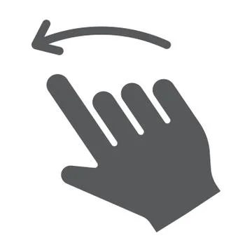 Flick left glyph icon, action and hand, gesture sign, vector graphics, a solid 스톡 일러스트