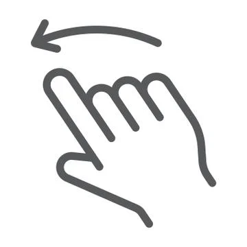 Flick left line icon, action and hand, gesture sign, vector graphics, a linear Stockillustratie