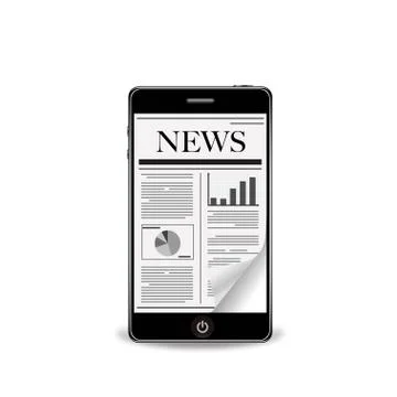 Flick Newspaper with Smartphone Stock Illustration
