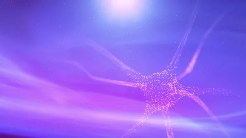 Flicker 3d neuron cell on artistic copy space science cloud background Stock Footage 333709888