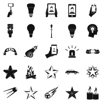 Flicker icons set, simple style Stock Illustration