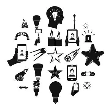 Flicker icons set, simple style Ilustración de archivo