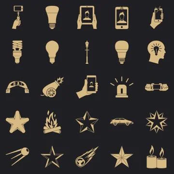 Flicker icons set, simple style Ilustración de archivo