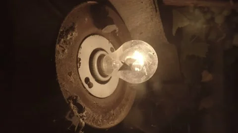 Flicker of Light of Old Electric Lamp Moles Fly Around Close up Stock Footage 66545971