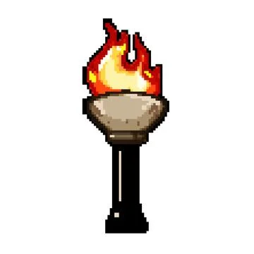 Flicker torch fire pixel art vector illustration Stock Illustration