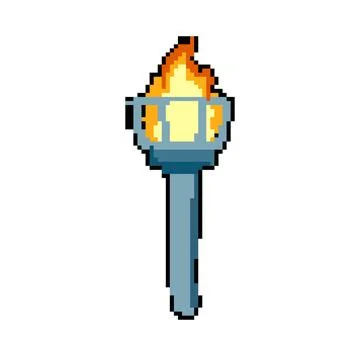 Flicker torch fire pixel art vector illustration Ilustración de archivo