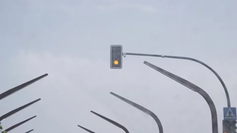 Flickering ambar traffic light Stock Footage 339959701
