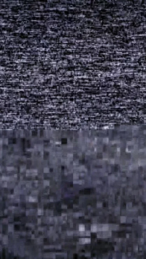 Flickering analog TV static with pixelated noise on a vertical screen Stock Footage 296163380