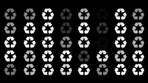 A Flickering Background of a Set of Recycling Icons on a Black Screen Stock Footage 20671729