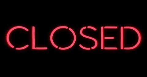 Flickering blinking closed red neon sign on black background Stock Footage 70669512