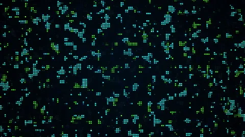 Flickering blue and green pixels on a black background Stock Footage 274068377