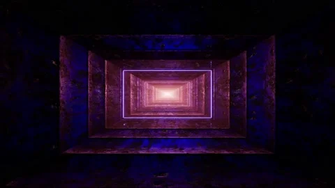 Flickering Blue Light Rusty Metal Vent Tunnel Video stock 201201346