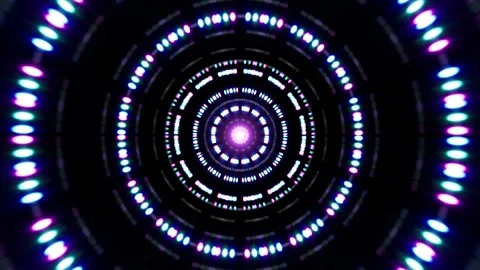 Flickering blurred circular geometry shape event lights vj loop Vidéo 325330759