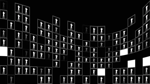 Flickering cells by the wave - effect. The figure of a violinist. Dynamic Video stock 135590785