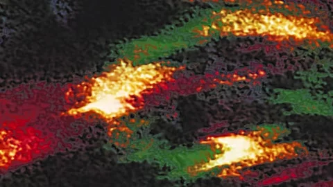 Flickering color gradient on a dark, black background Video stock 151594236