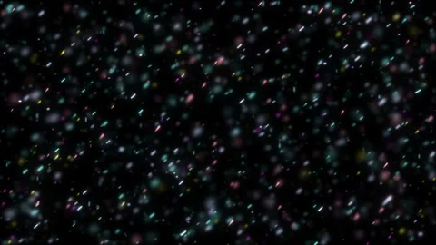 Flickering confetti.3d animation of bubbles moving and floating on a black Stock Footage 98608810