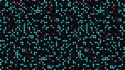 Flickering Digital LED Pixel Grid Background with Cyan and Red Lights Stock Footage 337880462