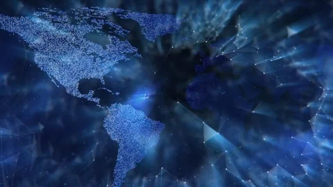 Flickering digital world map cyberspace Stock Footage 319420475