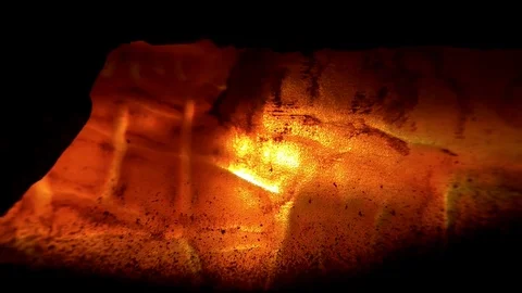 Flickering embers in the firebox of the fireplace Stock-Footage 74056822