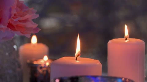 Flickering flame of candles, close-up Stock Footage 44157100