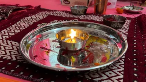 Flickering Flame of Ritual Lamp - 4K Beyond Quality Видео 284325035