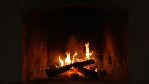 Flickering Flames Dancing in a Cozy Fireplace. Flames Dance in a Cozy Fireplace Stock Footage 343629855