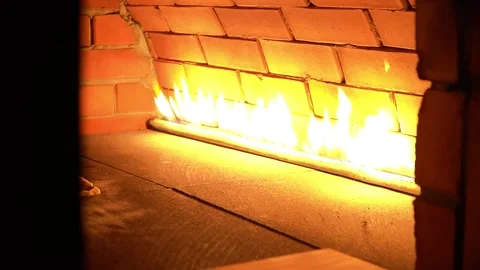 Flickering Flames in a Rustic Fireplace Stock Footage 319950335