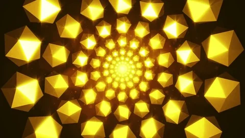 Flickering gold elements form tunnel. 3D rendered Stock Footage 73375326
