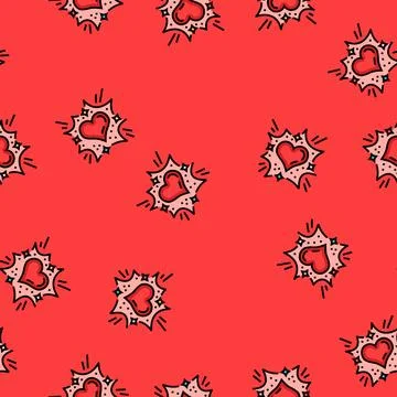 Flickering heart strong feelings vector seamless pattern Ilustración de archivo