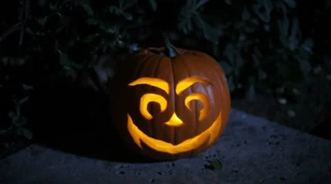 Flickering Jack-O-Lantern Stock Footage 8962901