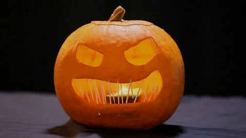Flickering Jack-O-Lantern Stock Footage 97766617