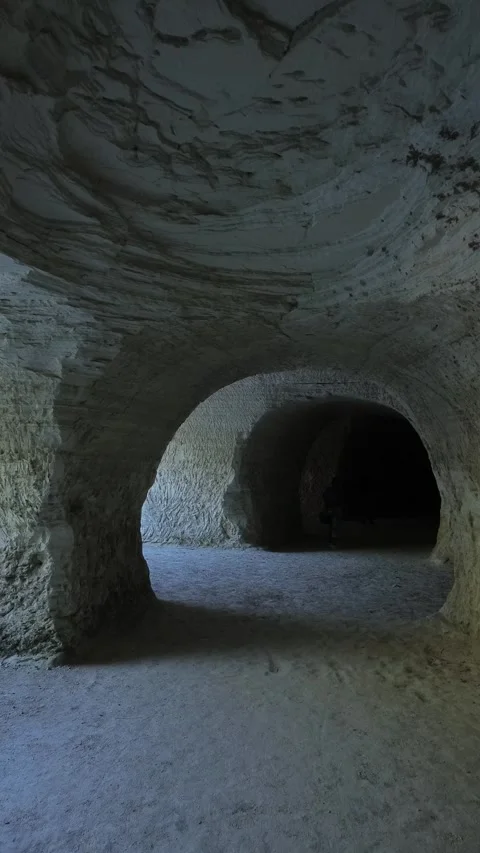 Flickering light inside a tunnel in the Tiza mine cave in  Mexico Stock Footage 323106841