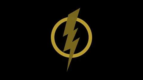 Flickering lightning effect, energy logo. Yellow Energy Stock Footage 342809496