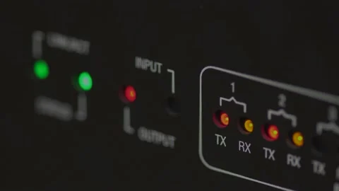 Flickering lights on led board of transmitter or receiver device Stock Footage 158058071