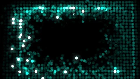 Flickering many small balls in black background. Digital bulbs pattern glowi Stock Footage 247554765
