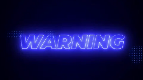 Flickering Neon Blue Warning Animation, Glowing Text on Dark Halftone 動画素材 311811675