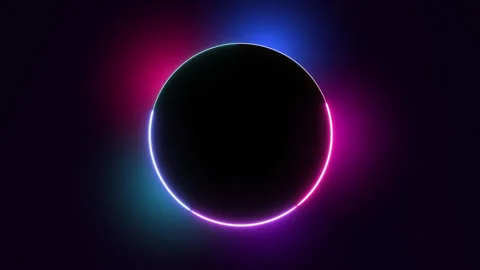 Flickering Neon Circle Frame Loop Stock Footage 302519381