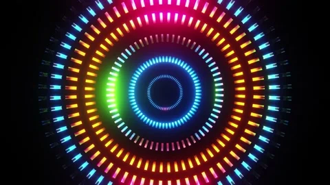 Flickering Neon Disk 4K Stock Footage 146943267