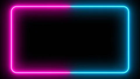 Flickering neon frame on an isolated black background. Ultraviolet modern lig Stock Illustration