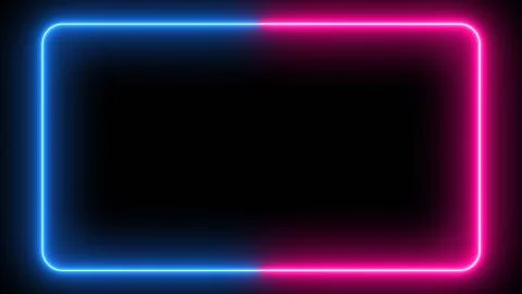 Flickering neon frame on an isolated black background. Ultraviolet modern lig Foto stock