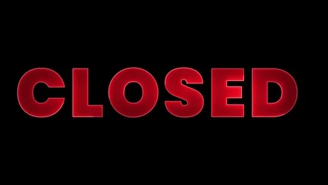 Flickering neon green glowing closed sign illuminated black background Stock Footage 298926438