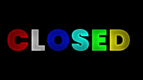 Flickering neon green glowing closed sign illuminated black background Stock Footage 298926499