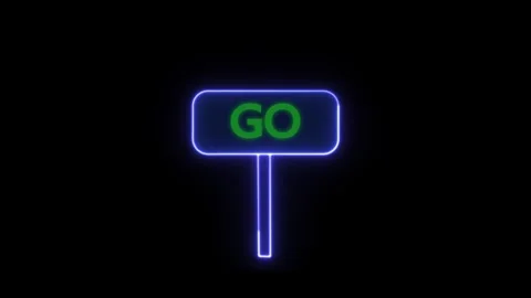 Flickering neon green glowing lets go sign animated black background Stock Footage 305301676