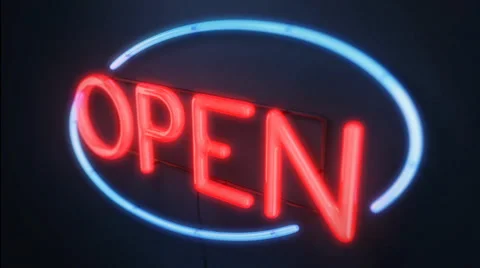 Flickering neon open sign Stock Footage 34737248