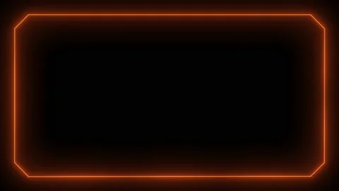 Flickering neon orange frame on an isolated black background. Stock Footage 130970915