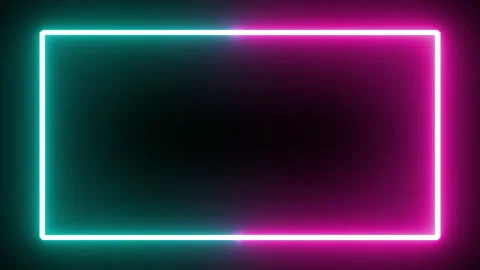 Flickering neon rectangle frame sign isolated black background. Video stock 133982989