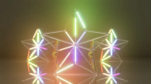 Flickering Neon Star Loops Stock Footage 296856835