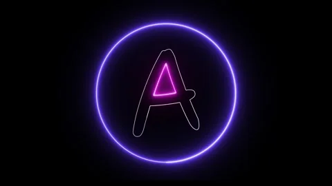 Flickering neon text with circle animation loop Stock Footage 245442970