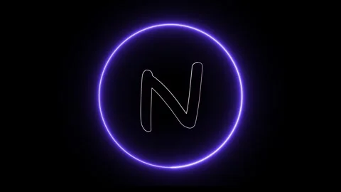 Flickering neon text with circle animation loop Stock Footage 245443315